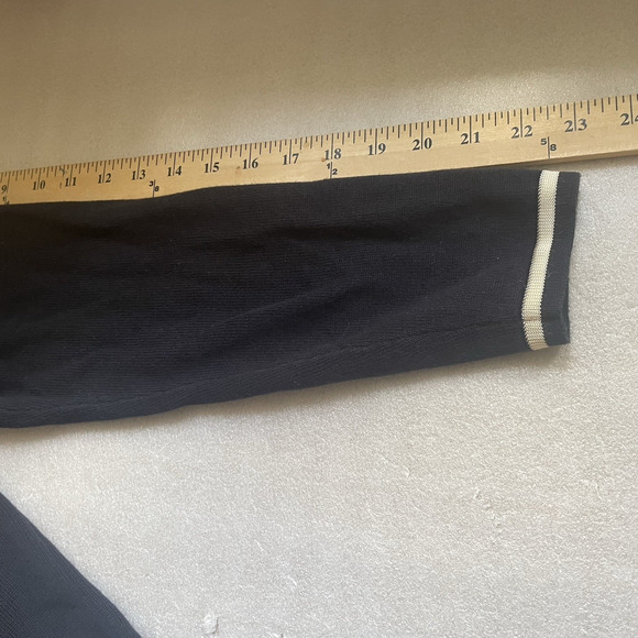 Vintage Y2K Talbots Cardigan Women Large Black Tan Trim Open Front Knit Sweater - Picture 11 of 13